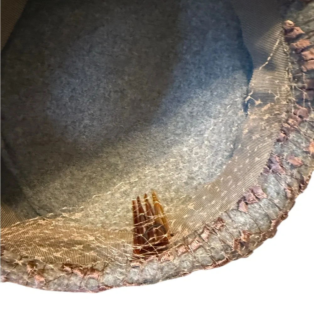 Riley 1940’s Vintage Gray Hat with Fascinator and Netting Veil